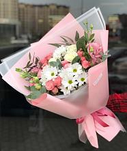 Букет цветов из:  Розы, Лизиантусы и Хризантемы в Куровском